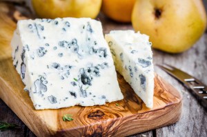 Blue cheese slices closeup